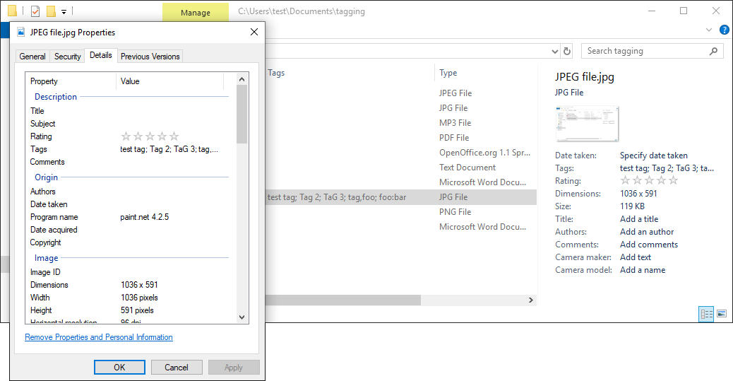 Tagging Files With Windows 10